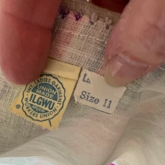 Vintage 1960's Linen Pink & Green Linen Floral High Waist Maxi Dress Vibrant - Picture 11 of 11